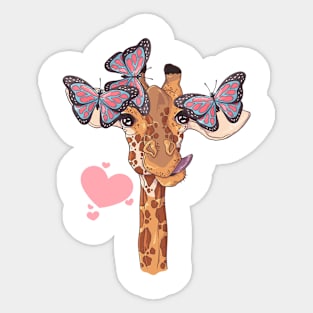 Giraffe with butterflies Sticker
